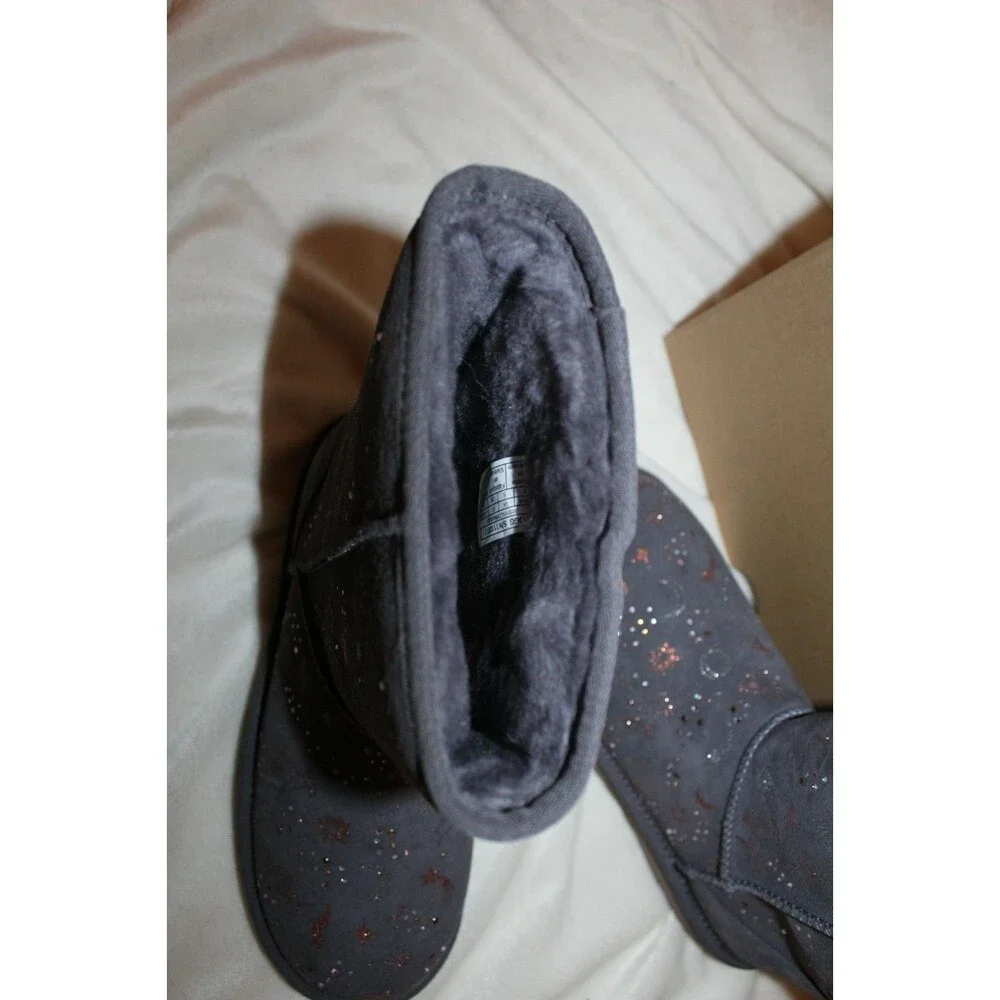 NIB UGG Women's Zodiac Classic Short‎ Suede Shearling Boots Gray 7